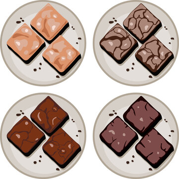 vector chocolate brownies on plate