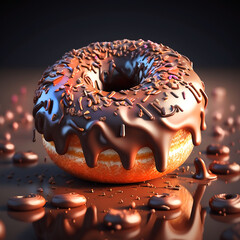  a delicious donut with chocolate icing on macro advertising picture