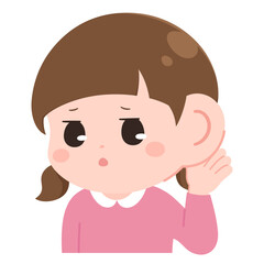 Obraz premium 聞き耳を立てる女の子のイラスト
