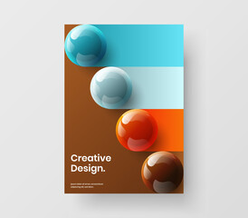 Vivid 3D spheres poster template. Abstract leaflet design vector concept.