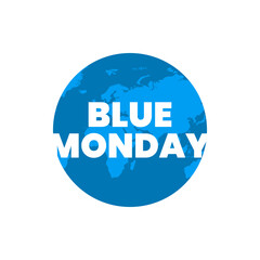 Blue Monday with globe design isolated on white background