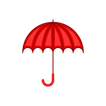 Red umbrella isolated on white