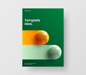 Clean realistic spheres handbill concept. Minimalistic corporate cover design vector template.