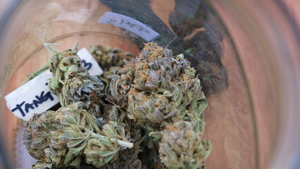 Jar of Cannabis flowers