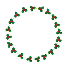  Christmas mistletoe holly circle decoration png without background