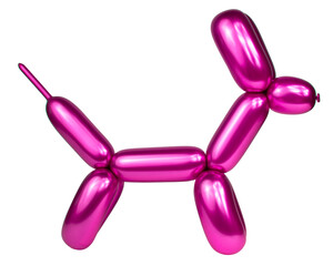 Pink festive balloon dog air craft isolated on the white background