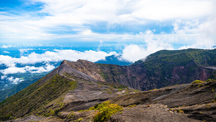 panorama of volcano irazú in costa rica, volcanic landscape of Irazú Volcano National Park, mighty volcano in clouds in costa rica mountains © Jakub