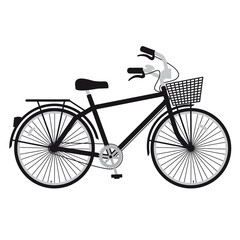 Fototapeta na wymiar old bicycle, vintage bike, black and white illustration over a transparent background, PNG image