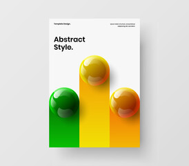 Unique realistic spheres front page concept. Simple annual report design vector layout.