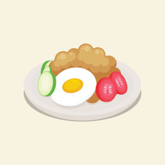 Fried Rice Indonesia Food. Design with cartoon.