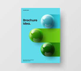 Trendy placard design vector layout. Premium 3D balls magazine cover illustration.