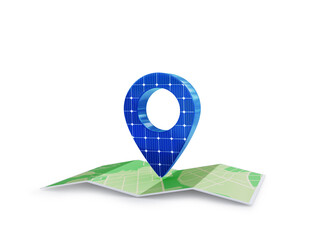 Map marker. Location of solar panels. 3d illustration