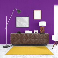 Interior room wall design 3d render