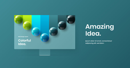 Naklejka premium Modern computer monitor mockup presentation illustration. Abstract site screen design vector template.