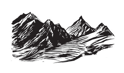 Fototapeta premium Mountain landscape, sketch style, vector illustrations