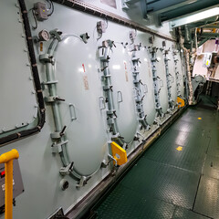 Machinery space of a bulk carrier Panamax vessel