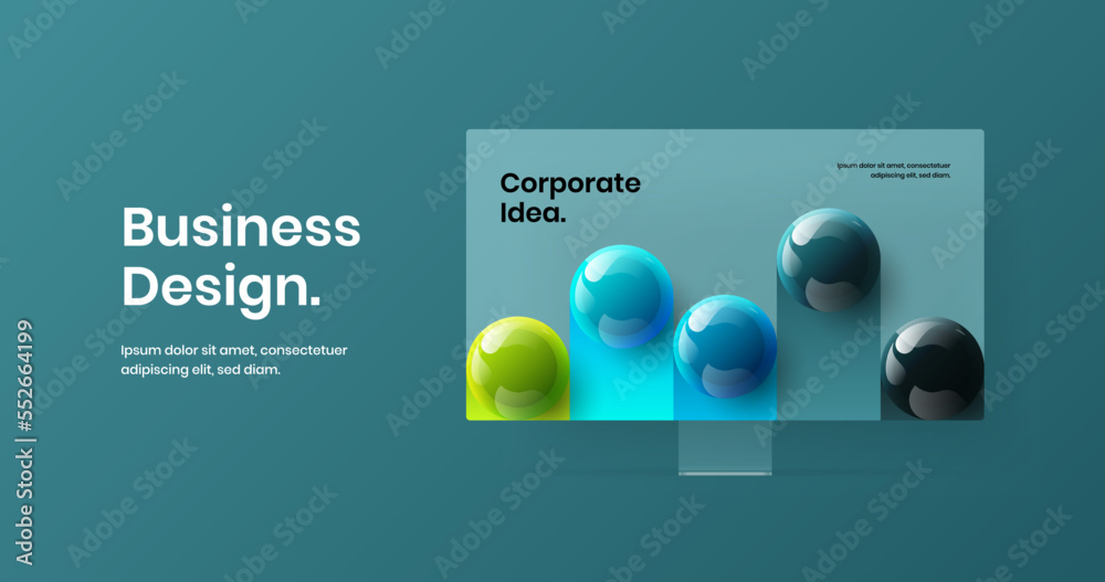 Wall mural minimalistic computer monitor mockup site illustration. modern presentation vector design concept.