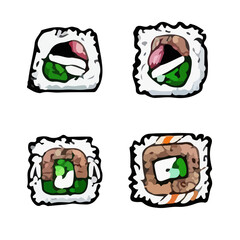 Vector Delicious Sushi Set ,food icons ,Japanese food
