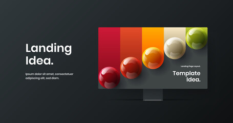 Colorful desktop mockup landing page template. Bright web banner design vector layout.