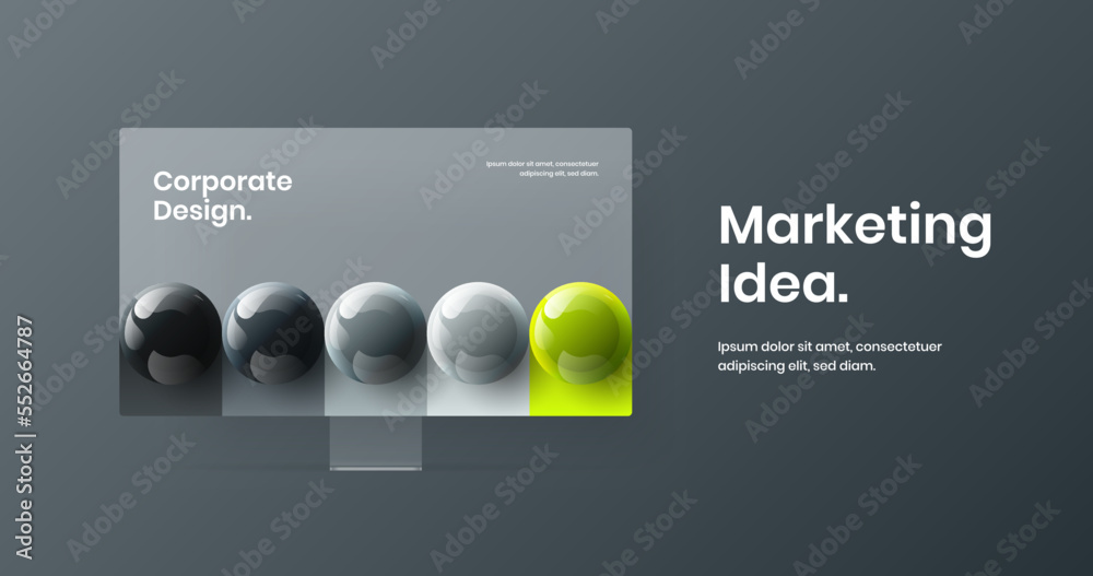 Wall mural unique computer display mockup presentation layout. vivid site vector design illustration.