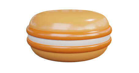 Orange Macaron front picture. 3d rendering.	