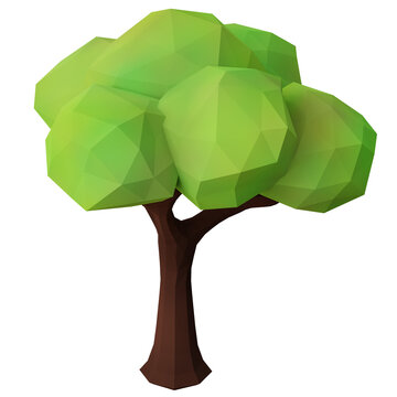 Tree low poly. 3d rendering.	