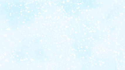 White dots blue background. Subtle flying snow flakes and stars on winter sky background. Beautiful winter silver snowflake overlay template. Fresh vector illustration.