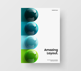Unique 3D balls handbill concept. Simple flyer A4 vector design illustration.
