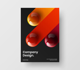 Original handbill vector design template. Clean realistic spheres poster concept.