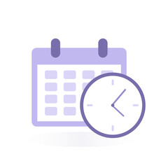Reminder in calendar with clock icon isolated on white background. Notifications page. Alert for business planning, events.