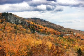 Autumn drive along the Blue Ridge Parkway in North Carolina