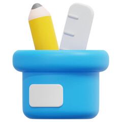 stationery 3d render icon illustration