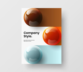 Creative corporate identity vector design illustration. Geometric 3D balls pamphlet layout.