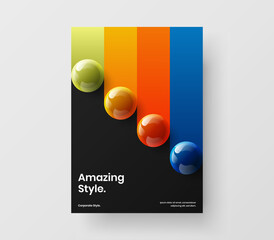 Isolated brochure A4 design vector concept. Minimalistic 3D spheres corporate cover template.