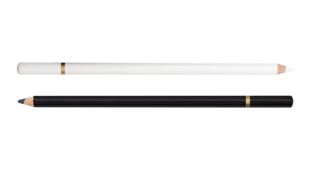 Black and white pencil isolated on a transparent background