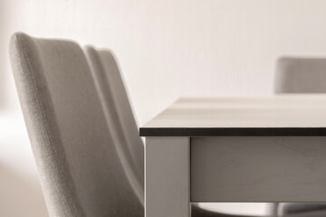 Close up of dining table corner detail. Modern kitchen interior concept