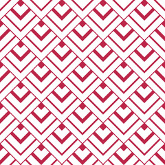Art deco style background. Seamless geometric pattern. Trend color of the year 2023 viva magenta. Design texture elements for banners, covers, posters, backdrops, walls. Vector illustration.