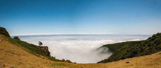 Panoramatic view above clouds on the island