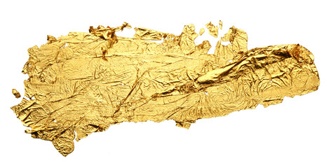 Abstract torn piece of patal paper on Png transparent background. Gold and bronze color.