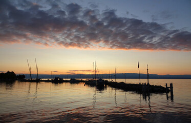 Obraz premium Abend am Genfer See bei Evian-les-Bains