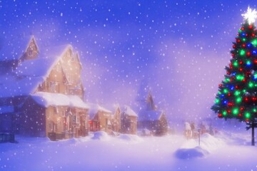 Fototapeta na wymiar snowy winter town during christmas landscape