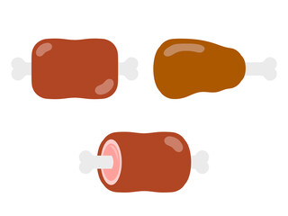 骨付き肉アイコンセット：光沢