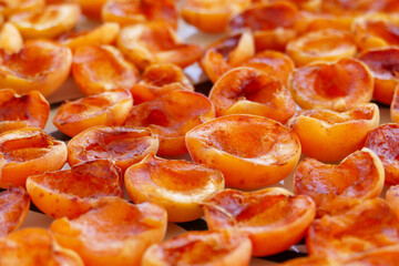 drying fruit, drying apricots, drying apricots in the sun,