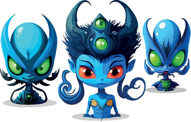 A set of cute aliens