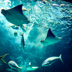 Rays underwater