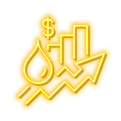 Rise price line icon. Petrol excise duty sign. Neon light effect outline icon.
