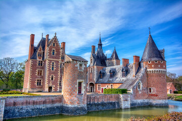 Chateau du Moulin in Lassay-sur-Croisne, Loire Valley, France. - obrazy, fototapety, plakaty