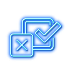 Checkbox line icon. Survey choice sign. Neon light effect outline icon.