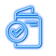 Verification document line icon. Accepted passport sign. Neon light effect outline icon.