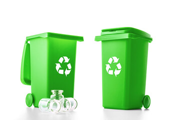 Trash recycle. Bin container for disposal garbage waste and save